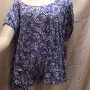 NWT Sz 3x hearts of palm blue print shirt